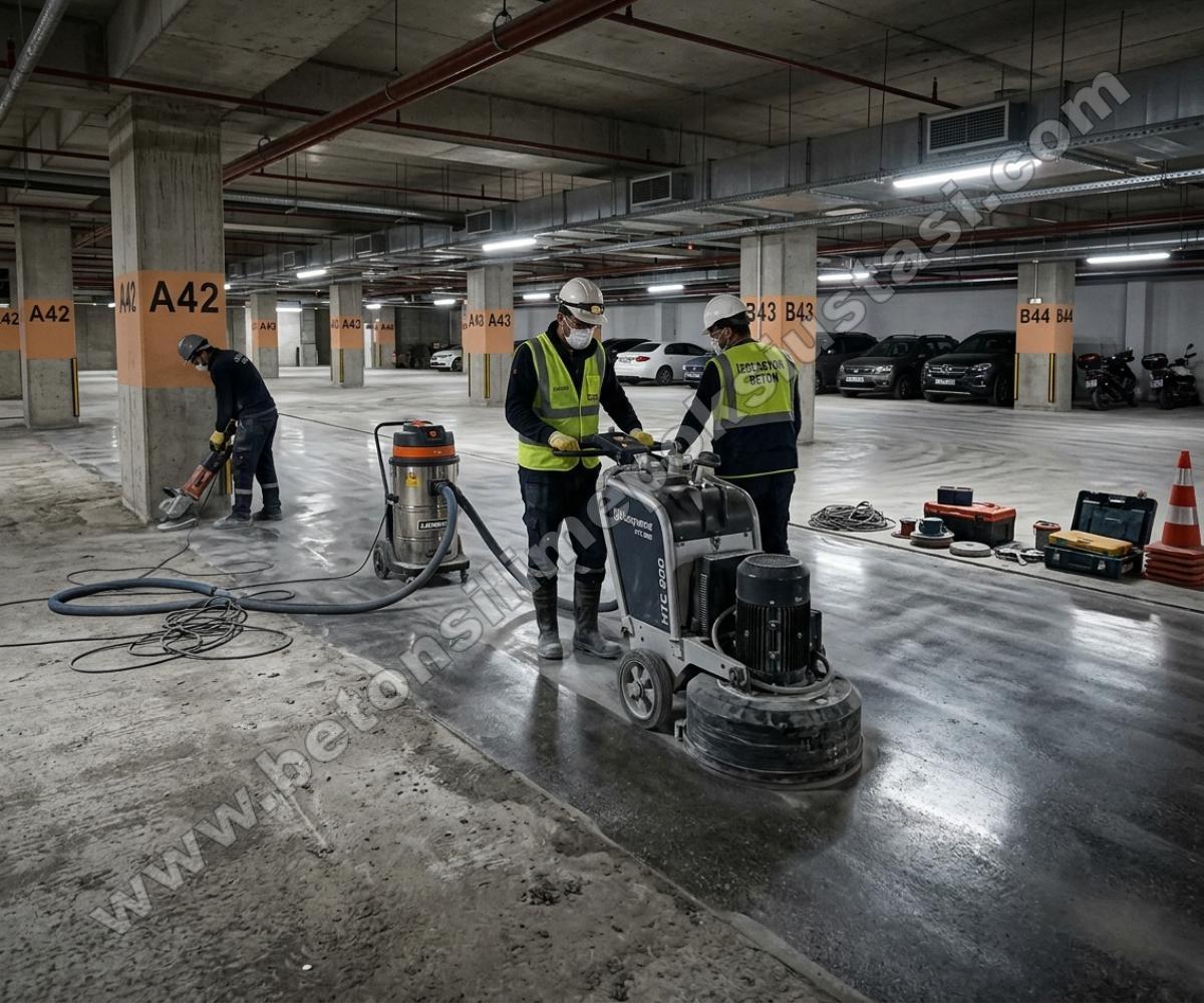 Endüstriyel fabrika betonu silimi ve parlatma