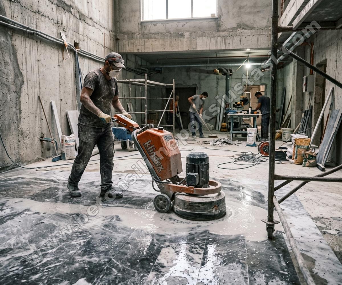 Eski beton zeminlerin silinerek parlatılması